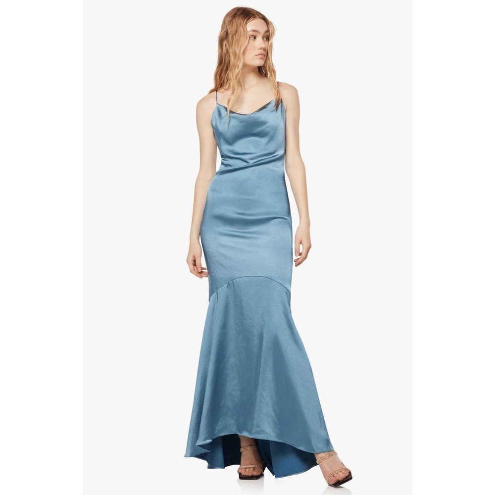 Elliatt Aisle Satin Slip Evening Dress Blue Women's Size Small NWT